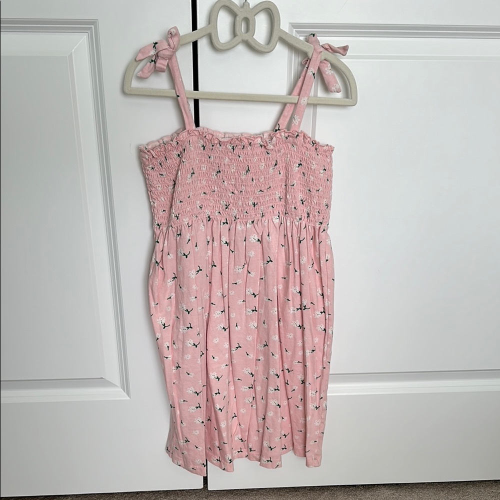 Hanna Andersson girls size 8 pink daisy knit dress sleeveless slip on sundress